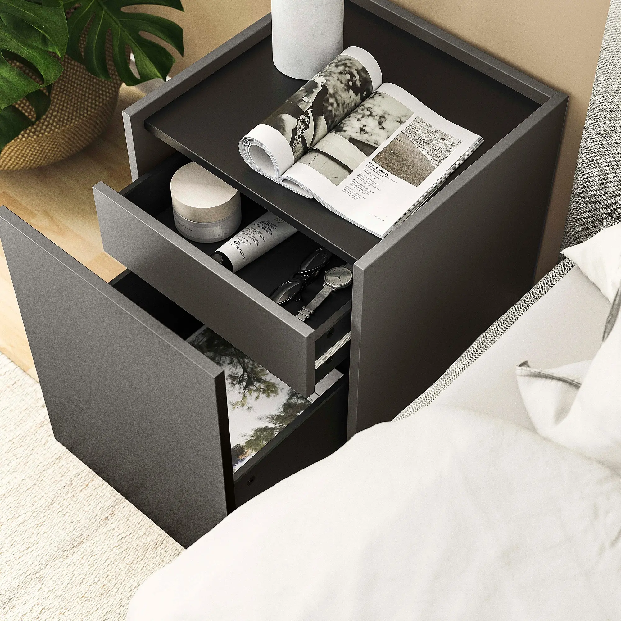 Прикроватная тумба Ikea Plojker 41x41x50 (Темно-серый) - 4