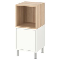 Tumba Ikea Eket cu picioare 35x35x80 (Alb/Aspect Stejar Antichizat)