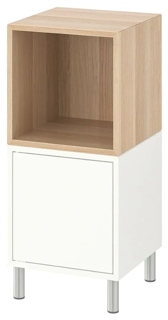 Tumba Ikea Eket cu picioare 35x35x80 (Alb/Aspect Stejar Antichizat)