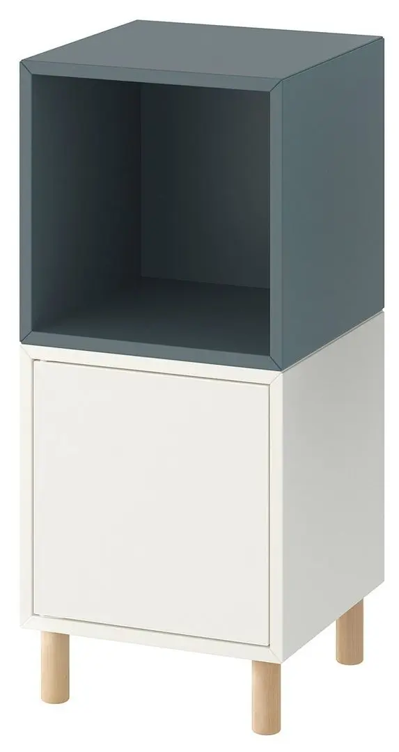 Тумба Ikea Eket с ножками/дерево 35x35x80 (Белый/Серо-бирюзовый)