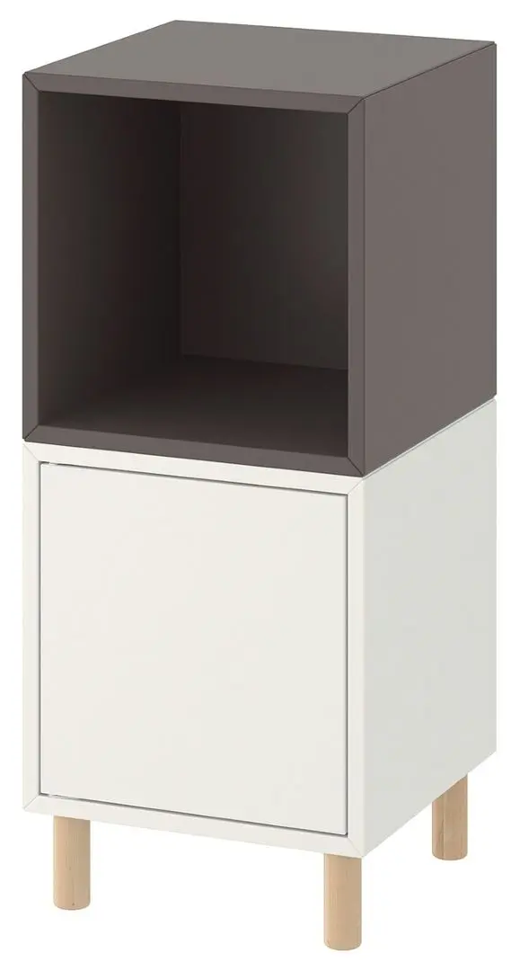 Tumba Ikea Eket cu picioare/lemn 35x35x80 (Alb/Gri Inchis)