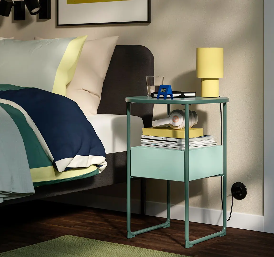 Тумба прикроватная Ikea Blankhallan 45x61x45 (Зеленый/Бирюзовый)