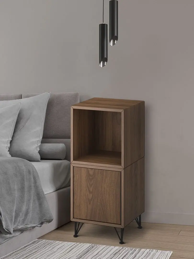 Noptiera Ikea Eket cu picioare/metal 35x35x80 (Aspect Nuc/Negru)