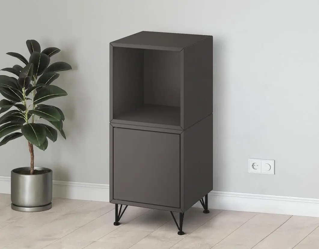 Тумба прикроватная Ikea Eket с ножками/металл 35x35x80 (Темно-серый/Черный) - 7