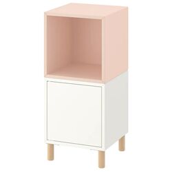 Тумба прикроватная Ikea Eket с ножками 35x35x80 (Белый/Бледно-розовый/Дерево)