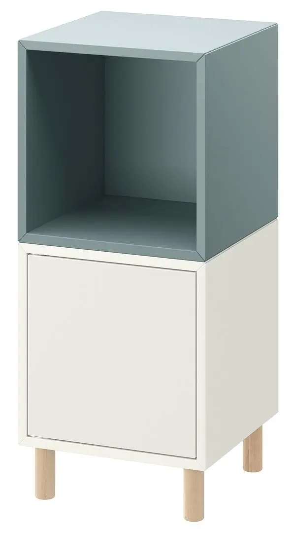 Тумба прикроватная Ikea Eket с ножками 35x35x80 (Белый/Светло-серо-голубой/Дерево) - 2