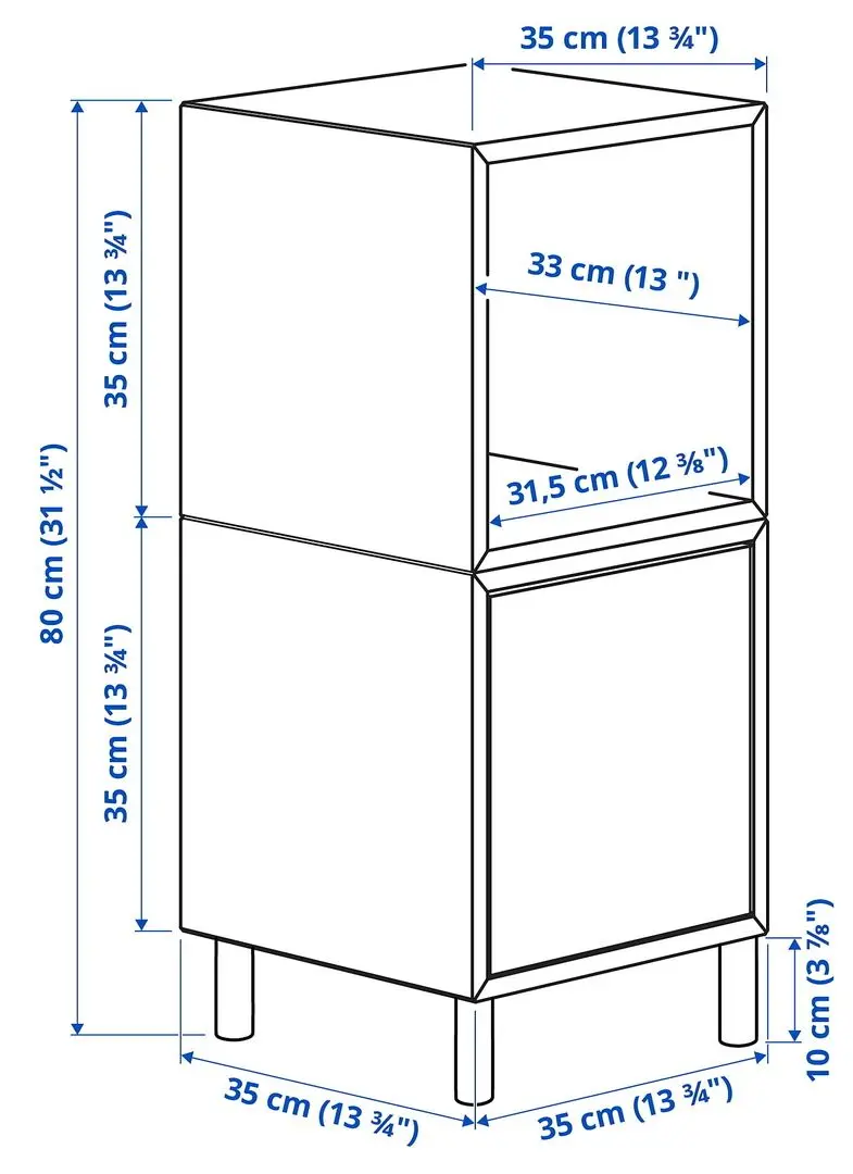 Тумба прикроватная Ikea Eket с ножками 35x35x80 (Белый/Светло-серо-голубой/Дерево) - 5