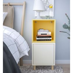 Noptiera Ikea Eket cu picioare 35x35x80 (Alb/Galben Deschis/Lemn)