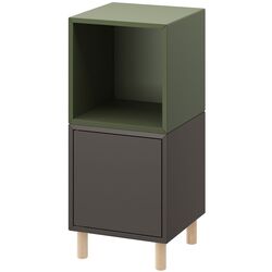 Noptiera Ikea Eket cu picioare 35x35x80 (Gri inchis/Gri-verde/Lemn) Thumb