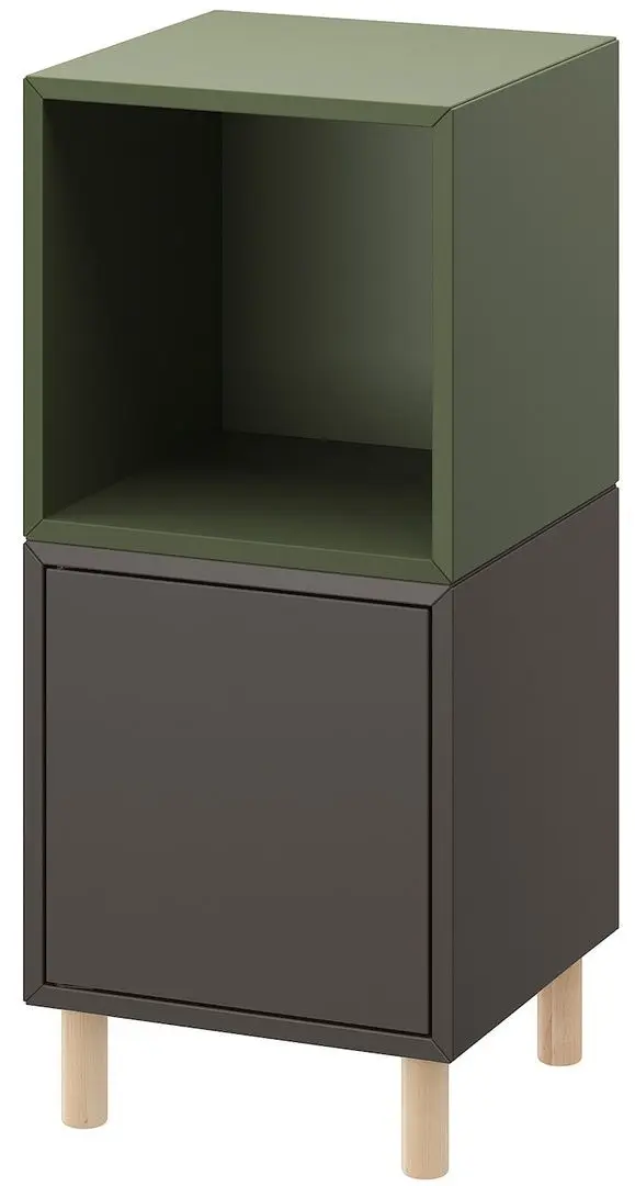 Noptiera Ikea Eket cu picioare 35x35x80 (Gri inchis/Gri-verde/Lemn) - 3