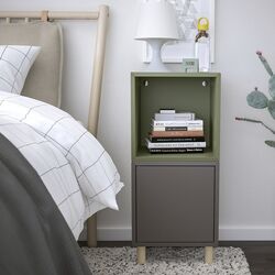 Noptiera Ikea Eket cu picioare 35x35x80 (Gri inchis/Gri-verde/Lemn)