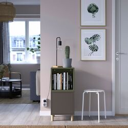 Noptiera Ikea Eket cu picioare 35x35x80 (Gri inchis/Gri-verde/Lemn) Thumb