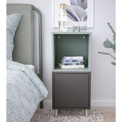 Noptiera Ikea Eket cu picioare 35x35x80 (Gri Inchis/Gri Deschis-Bleu)