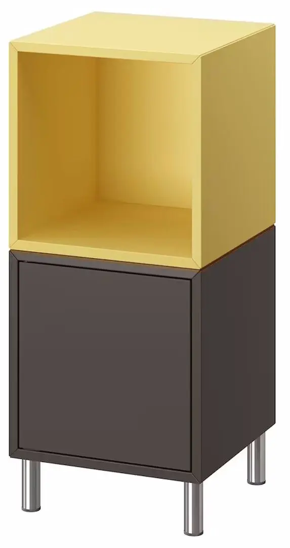 Noptiera Ikea Eket cu picioruse 35x35x80 (Gri Inchis/Galben Deschis/Metal)