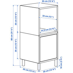 Тумба прикроватная Ikea Eket с ножками/дерево 35x35x80 (Белый/Светло-Сиреневый/Береза) Thumb
