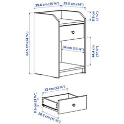 Noptiera Ikea Hauga 40x36 (Alb) Thumb