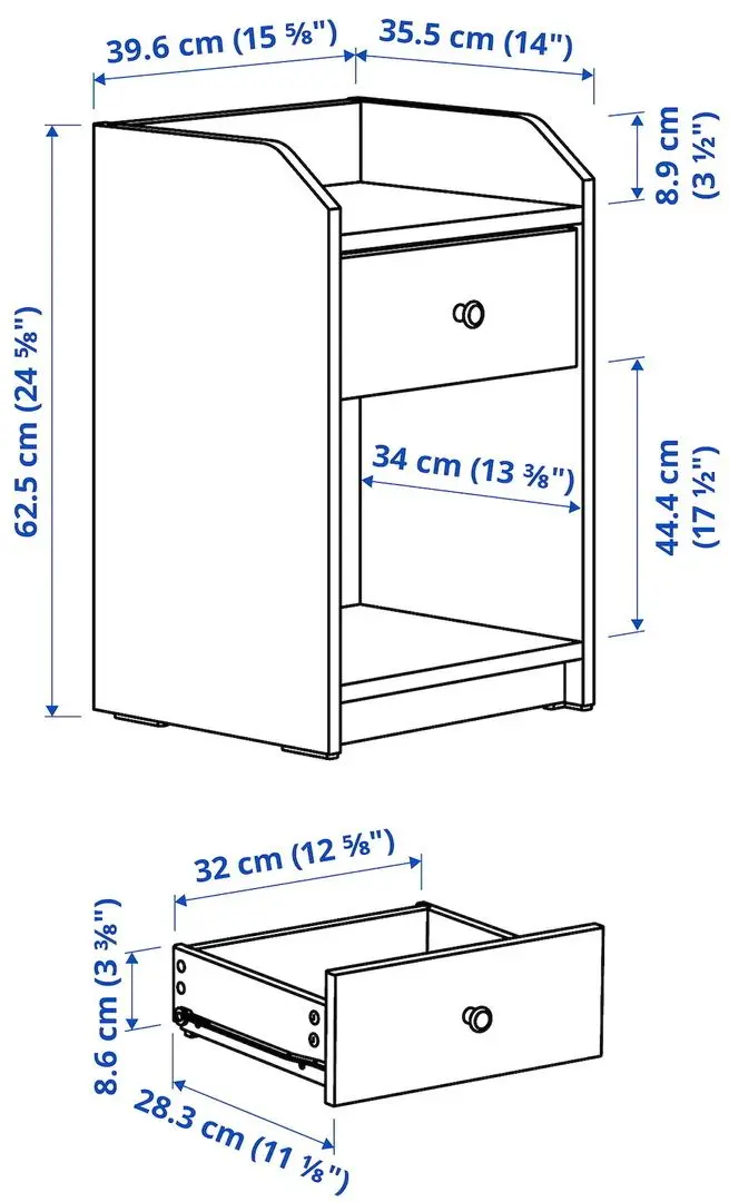 Noptiera Ikea Hauga 40x36 (Alb)