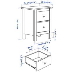 Noptiera Ikea Hemnes 2 sertare 54x66 (Vopsit Alb) Thumb