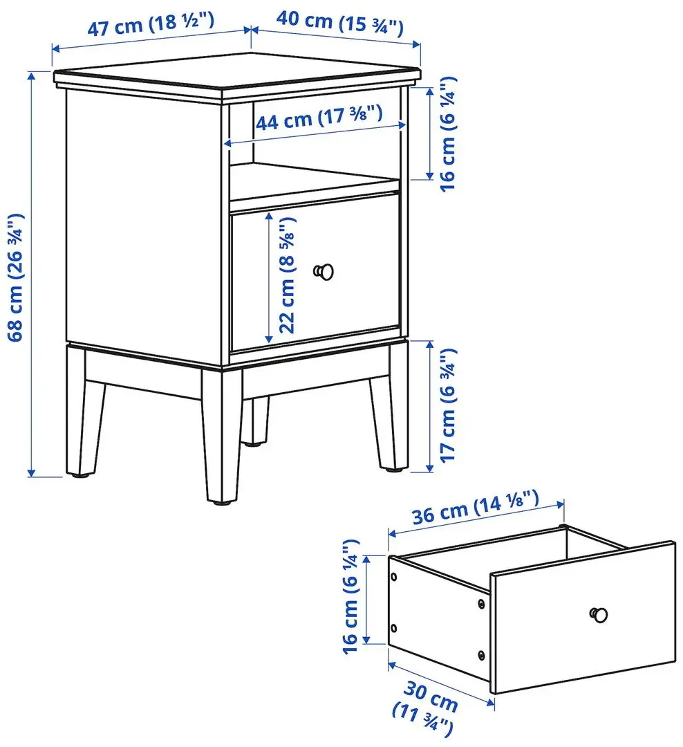 Тумба прикроватная Ikea Idanas 47x40 (Белый)