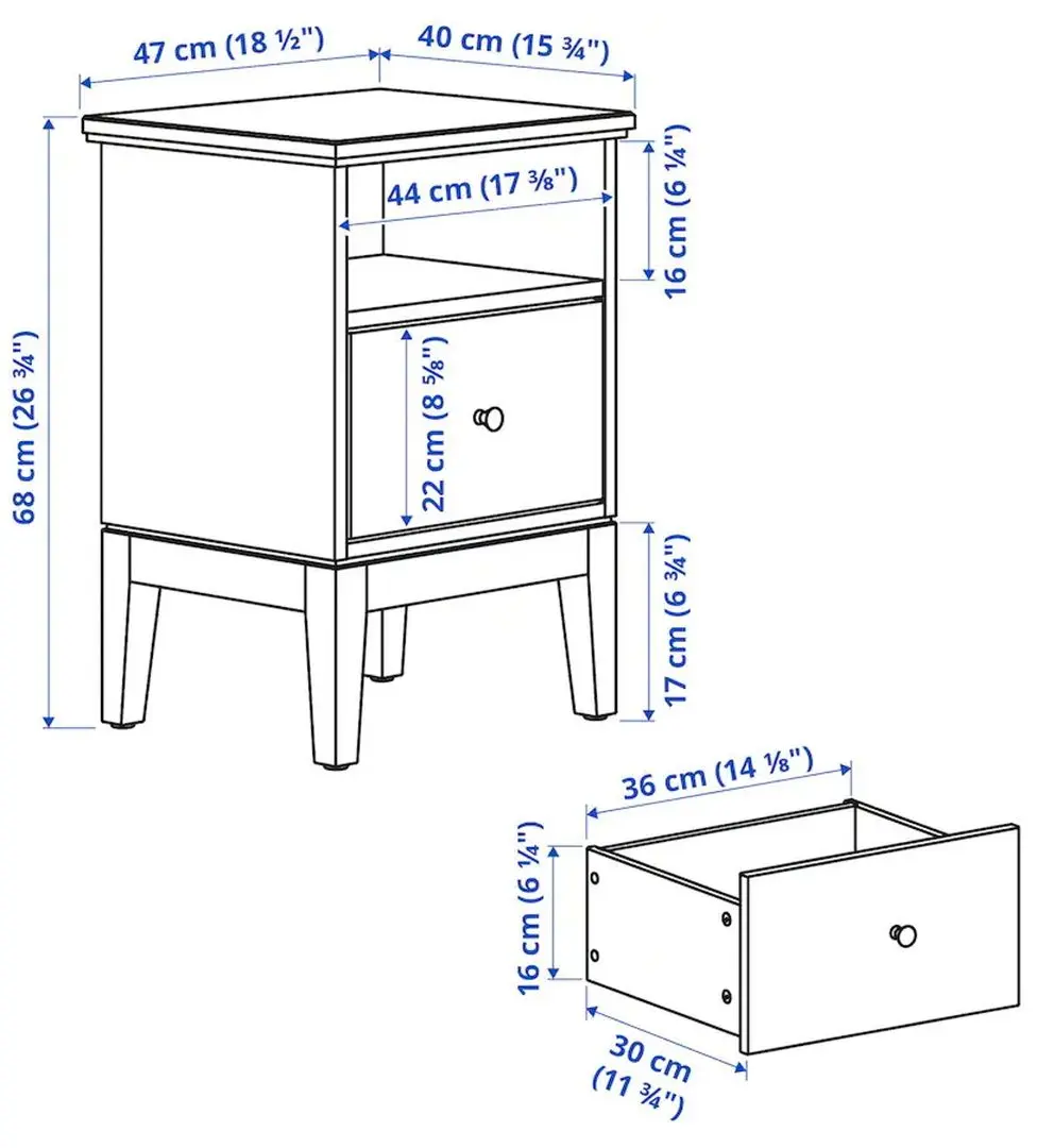 Noptiera Ikea Idanas 47x40 (Maro Inchis Vopsit)