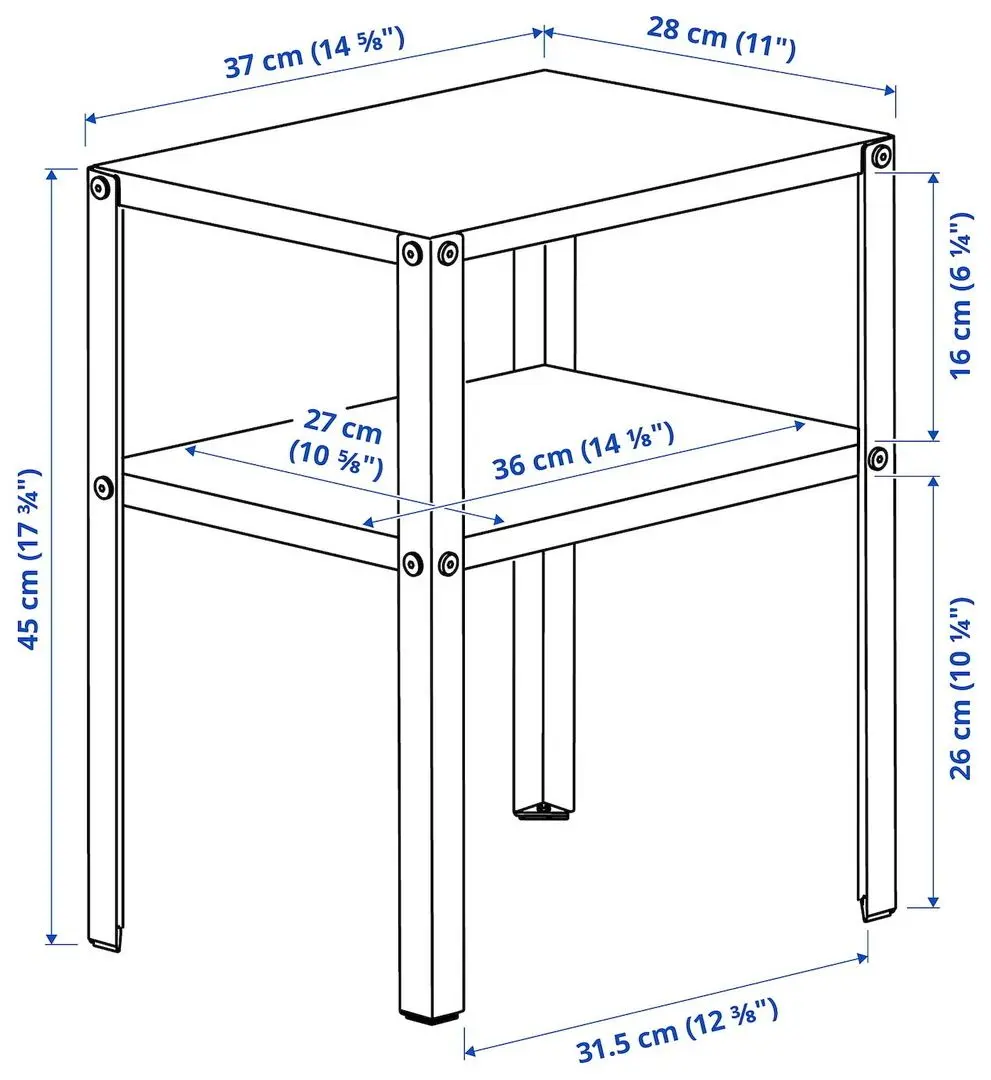Noptiera Ikea Knarrevik cu raft 37x28 (Negru)