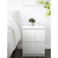 Noptiera Ikea Malm 2 sertare 40x55 (Lucios Alb) Thumb