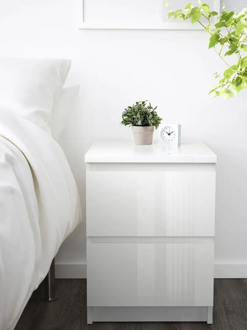 Noptiera Ikea Malm 2 sertare 40x55 (Lucios Alb)