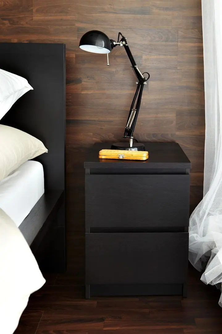 Noptiera Ikea Malm 2 sertare 40x55 (Negru-Maro)