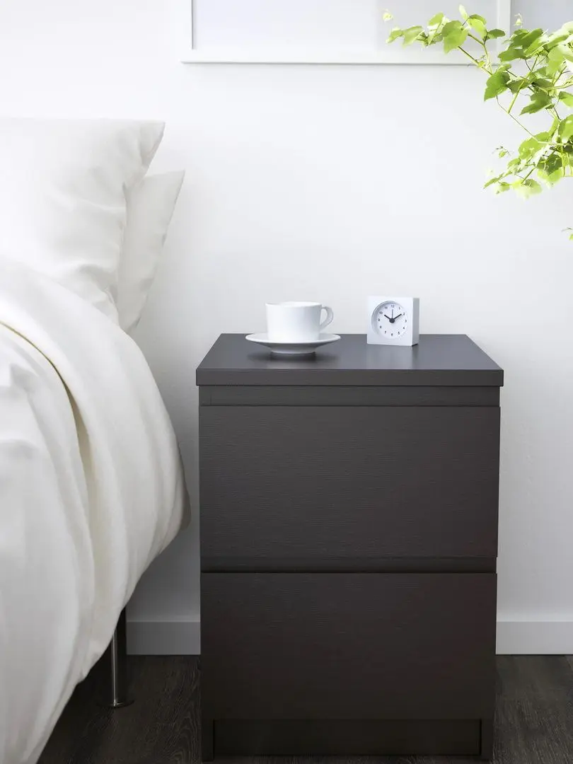 Noptiera Ikea Malm 2 sertare 40x55 (Negru-Maro)