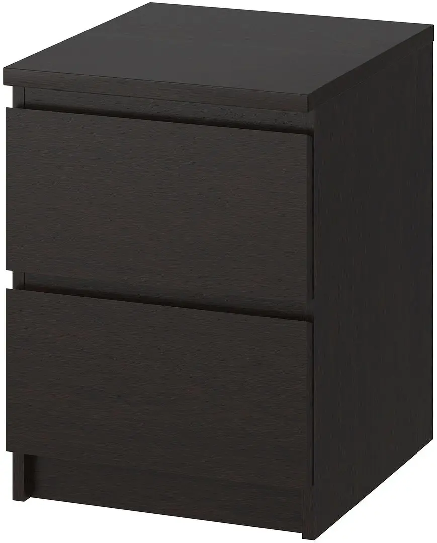 Noptiera Ikea Malm 2 sertare 40x55 (Negru-Maro)