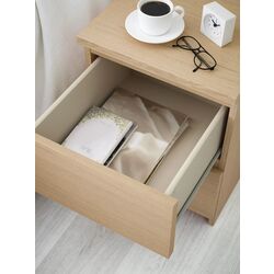 Noptiera Ikea Malm 2 sertare 40x55 (Furnir Stejar Alb) Thumb