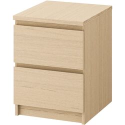 Noptiera Ikea Malm 2 sertare 40x55 (Furnir Stejar Alb)