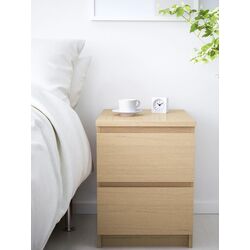Noptiera Ikea Malm 2 sertare 40x55 (Furnir Stejar Alb) Thumb