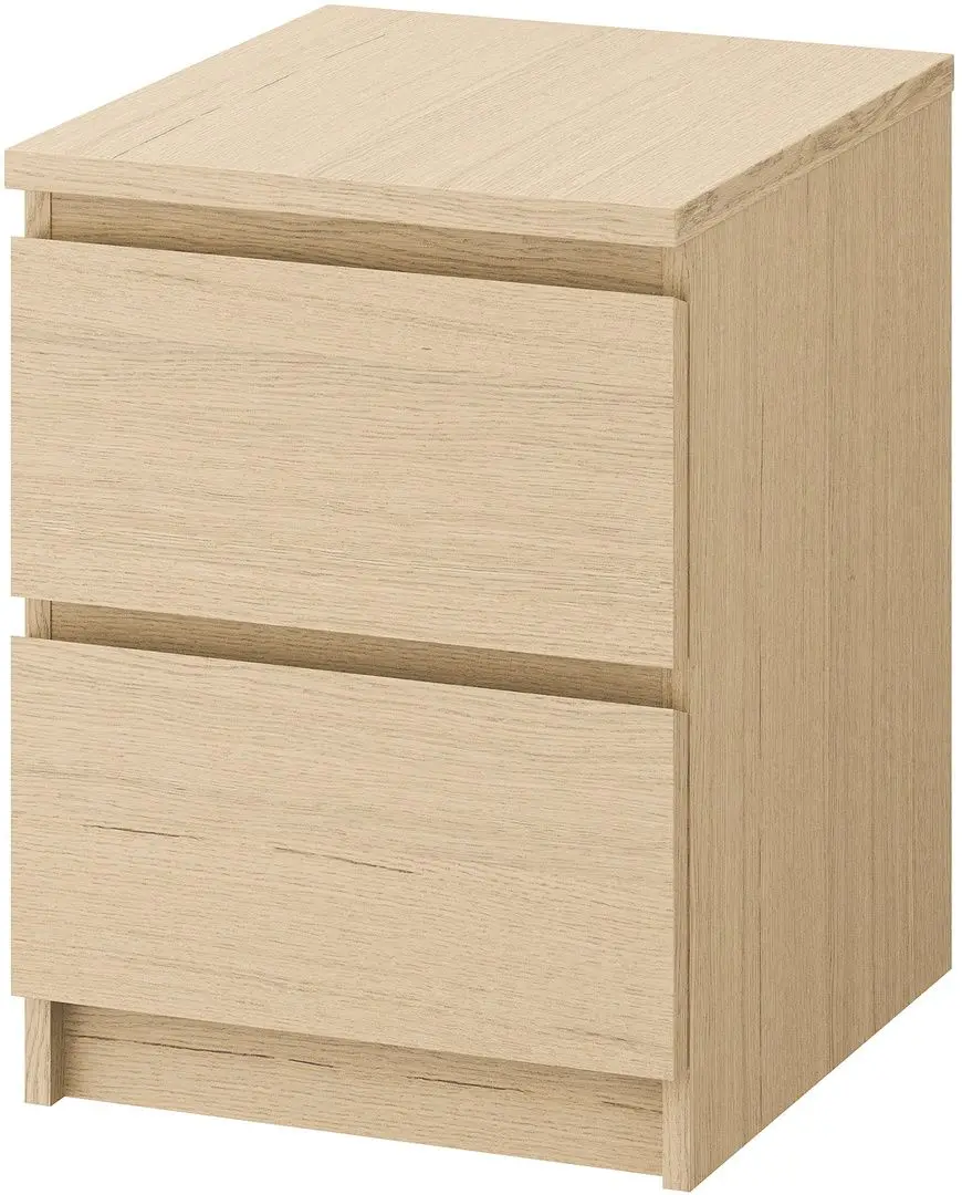 Noptiera Ikea Malm 2 sertare 40x55 (Furnir Stejar Alb)