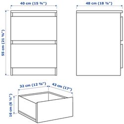 Noptiera Ikea Malm 2 sertare 40x55 (Aspect oglinda) Thumb