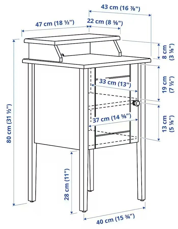 Noptiera Ikea Olderdalen 47x43 (Gri-Verde/Pin)