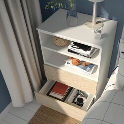 Тумба прикроватная Ikea Platsa/Kalbaden 60x42x83 (Белый/Имитация Сосны) Thumb