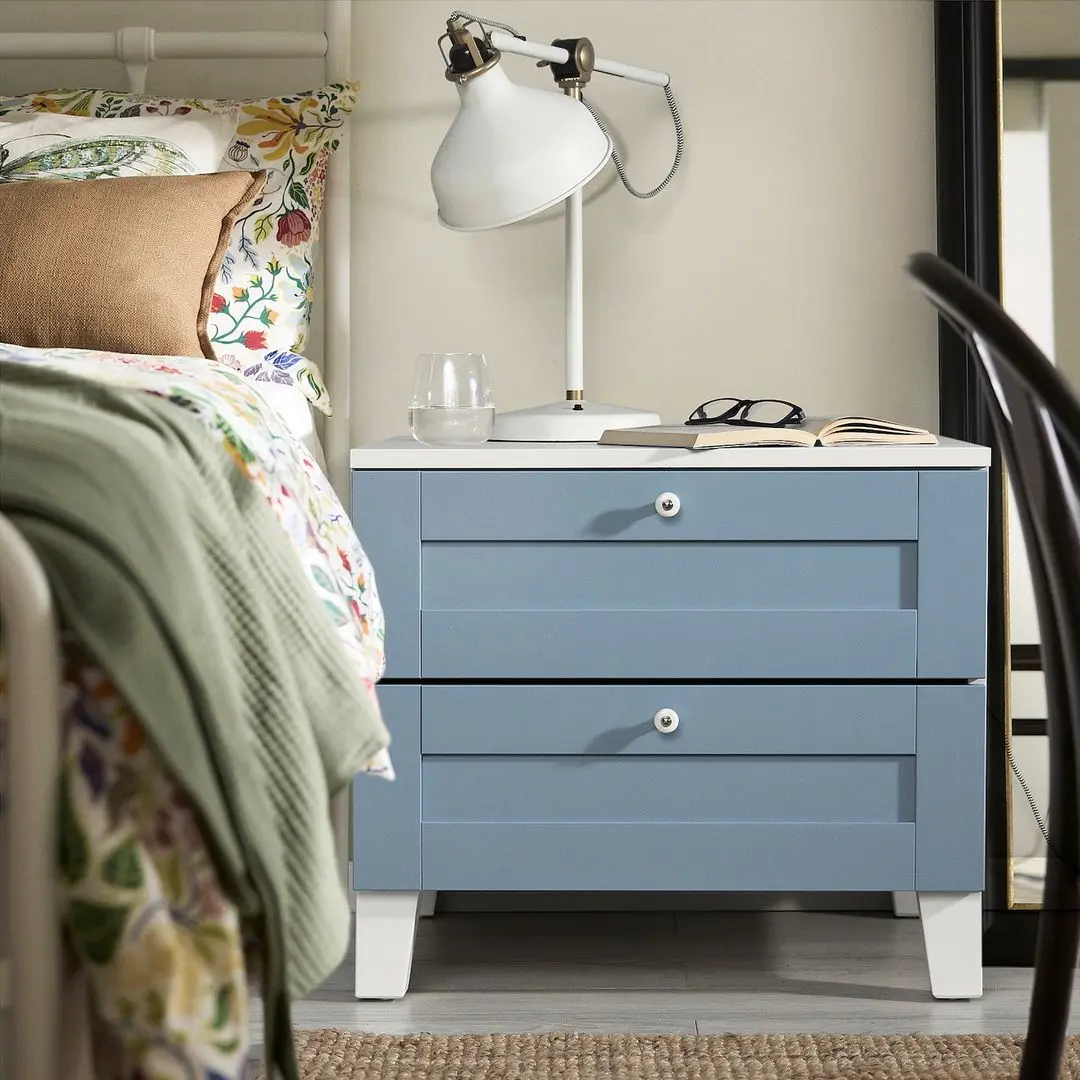 Noptiera Ikea Platsa/Sannidal 2 sertare 60x57x53 (Alb/Albastru)