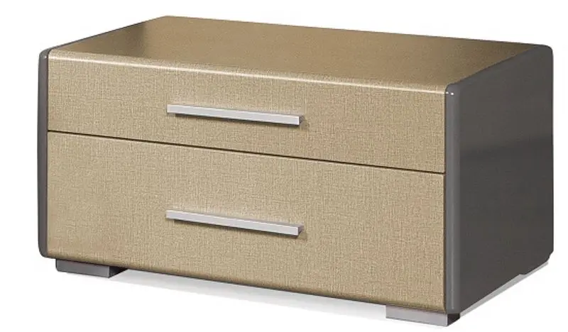 Тумба прикроватная КМК 0649.2 Стефани 2Я (Серый Глянец/Холст Бежевый)