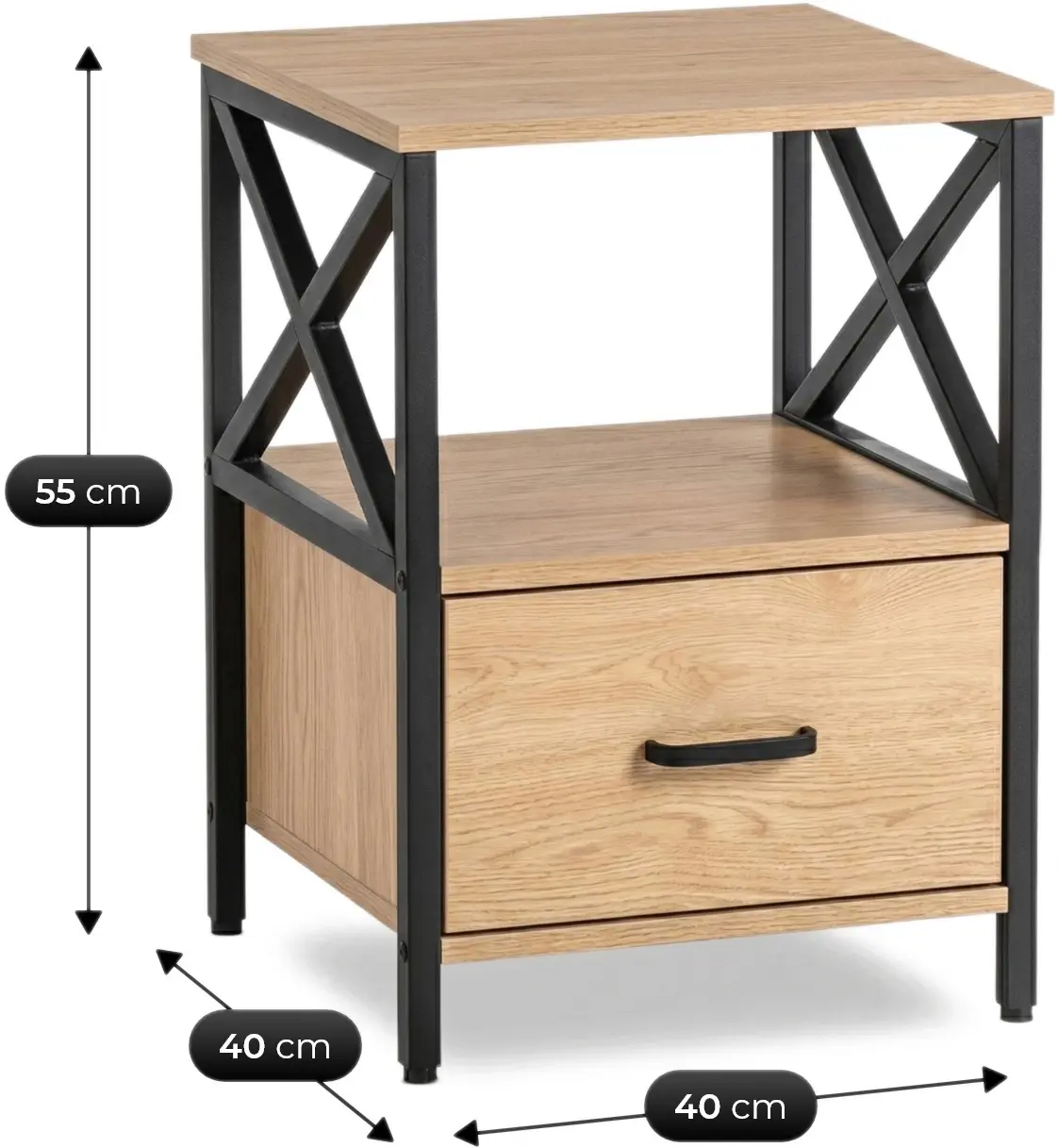 Тумба прикроватная Mebel Elite Logan 40 (Oak/Black) - 7