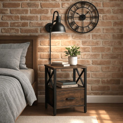 Тумба прикроватная Mebel Elite Logan 40 (Rustic Oak/Black)