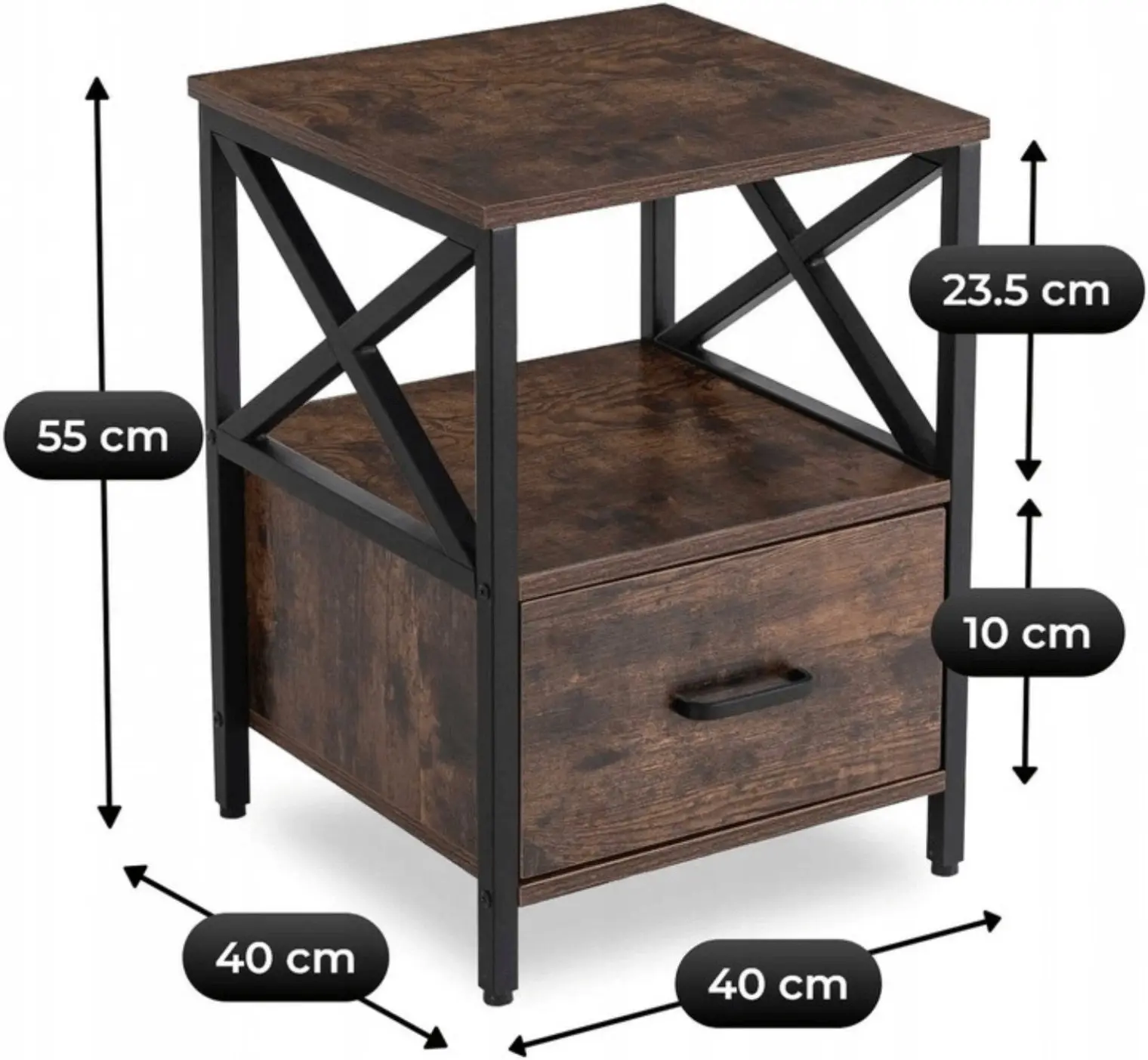 Noptiera Mebel Elite Logan 40 (Rustic Oak/Black) - 8