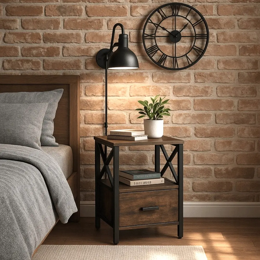 Noptiera Mebel Elite Logan 40 (Rustic Oak/Black)