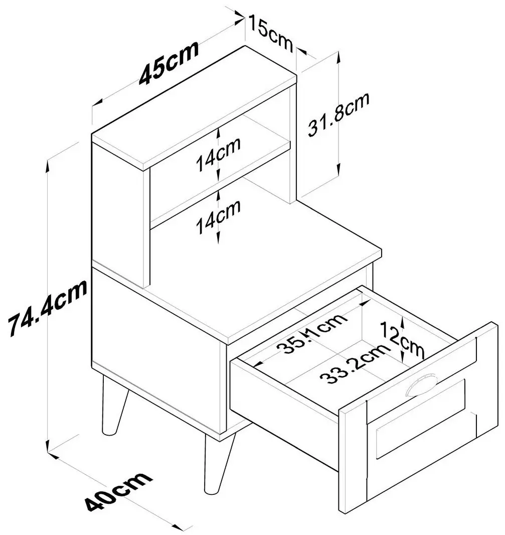 Тумба прикроватная Mirage Meble BD105 S (Walnut/White)