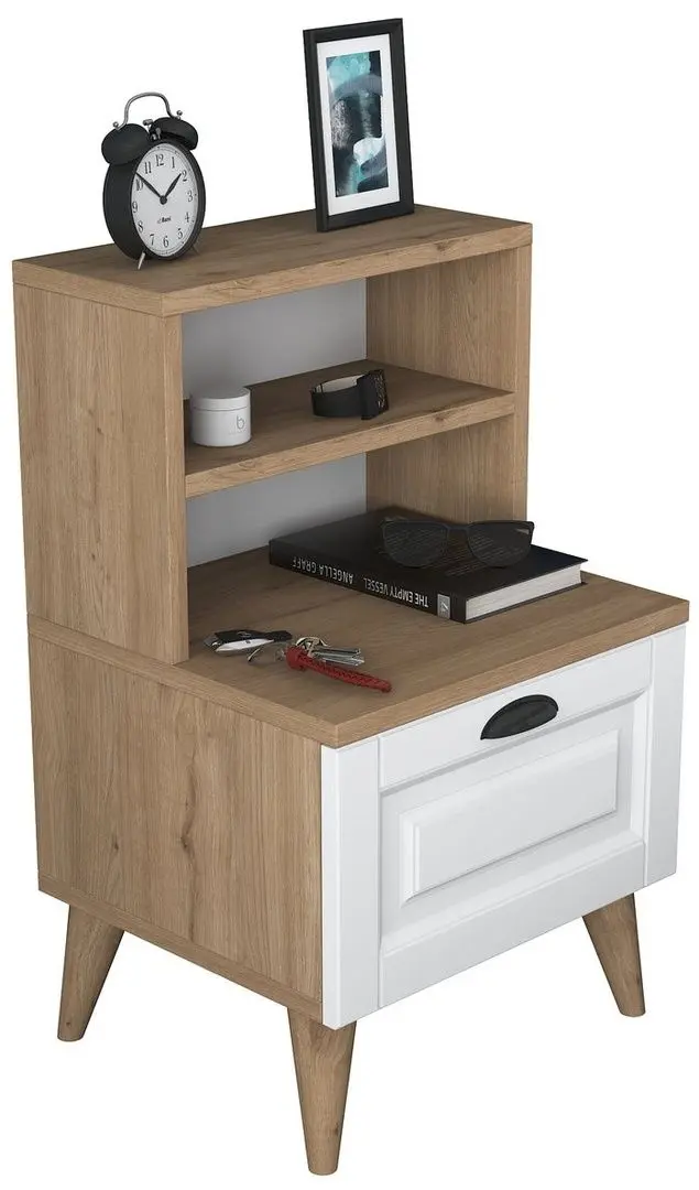 Тумба прикроватная Mirage Meble BD105 S (Walnut/White)