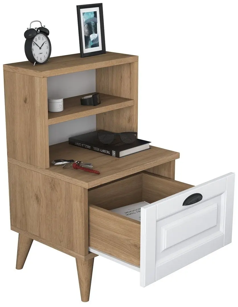 Тумба прикроватная Mirage Meble BD105 S (Walnut/White)