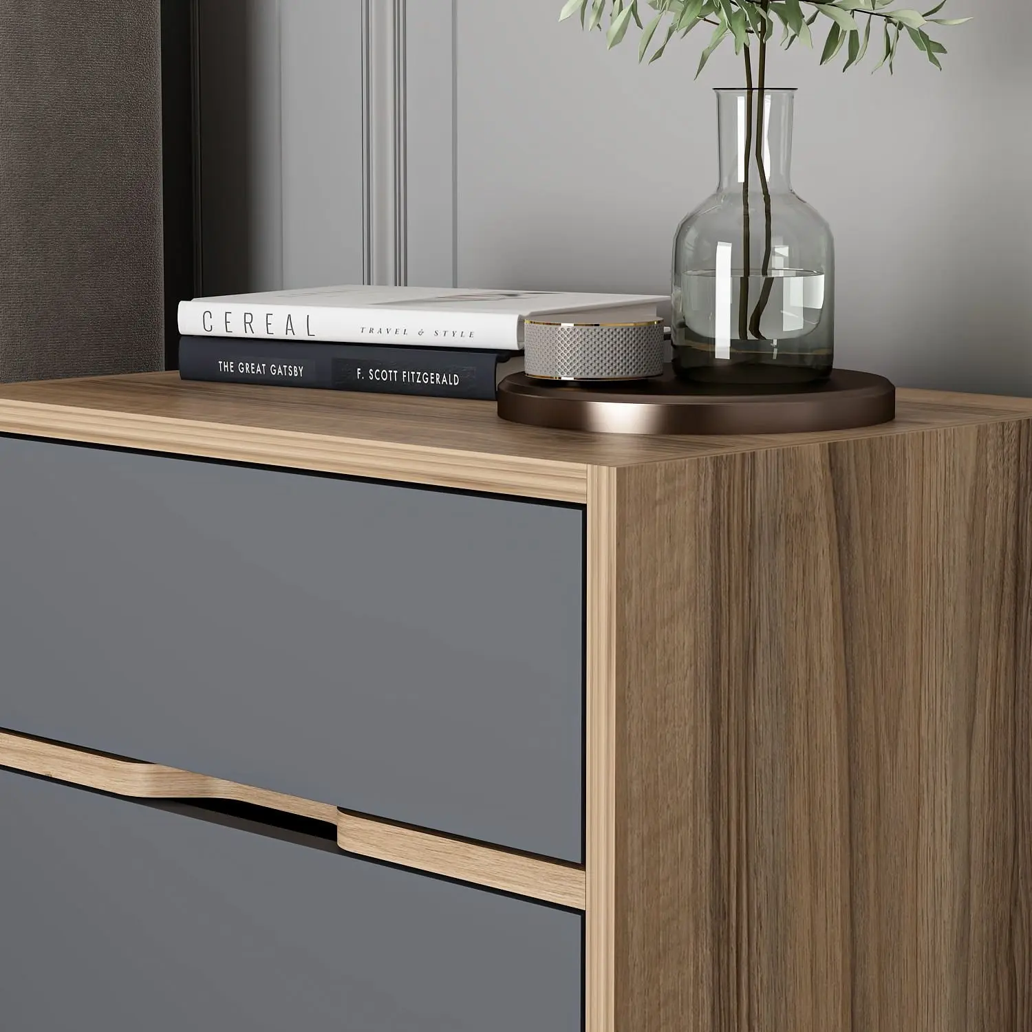 Noptiera Mirage Meble Elina 8170 (Anthracite/Walnut)