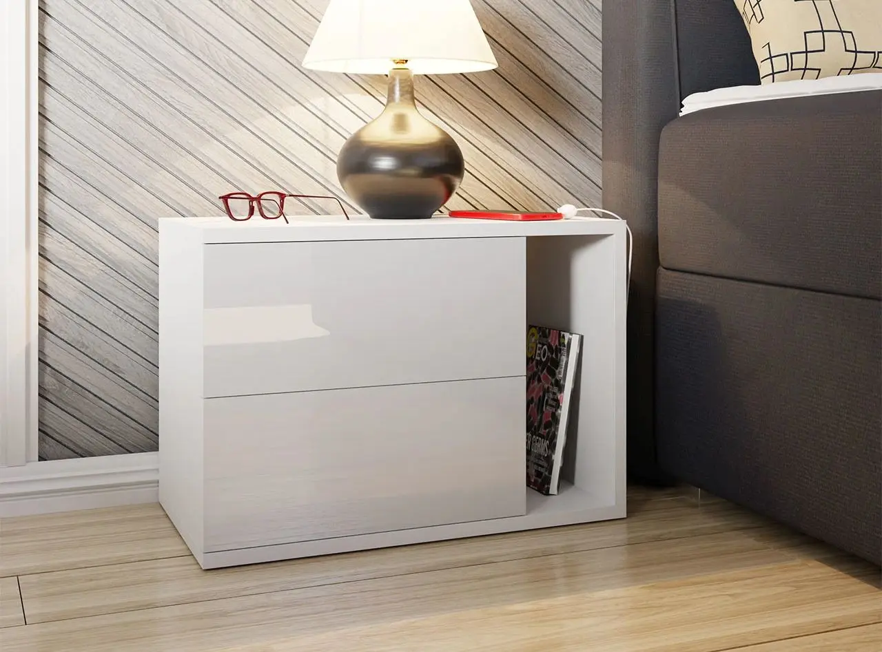 Noptiera Mirjan24 Lekimo/Bece (White/White Gloss)