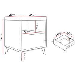 Тумба прикроватная Mirjan24 Oksawi 1SZ/Ovessi 1K (Black/Artisan Oak) Thumb