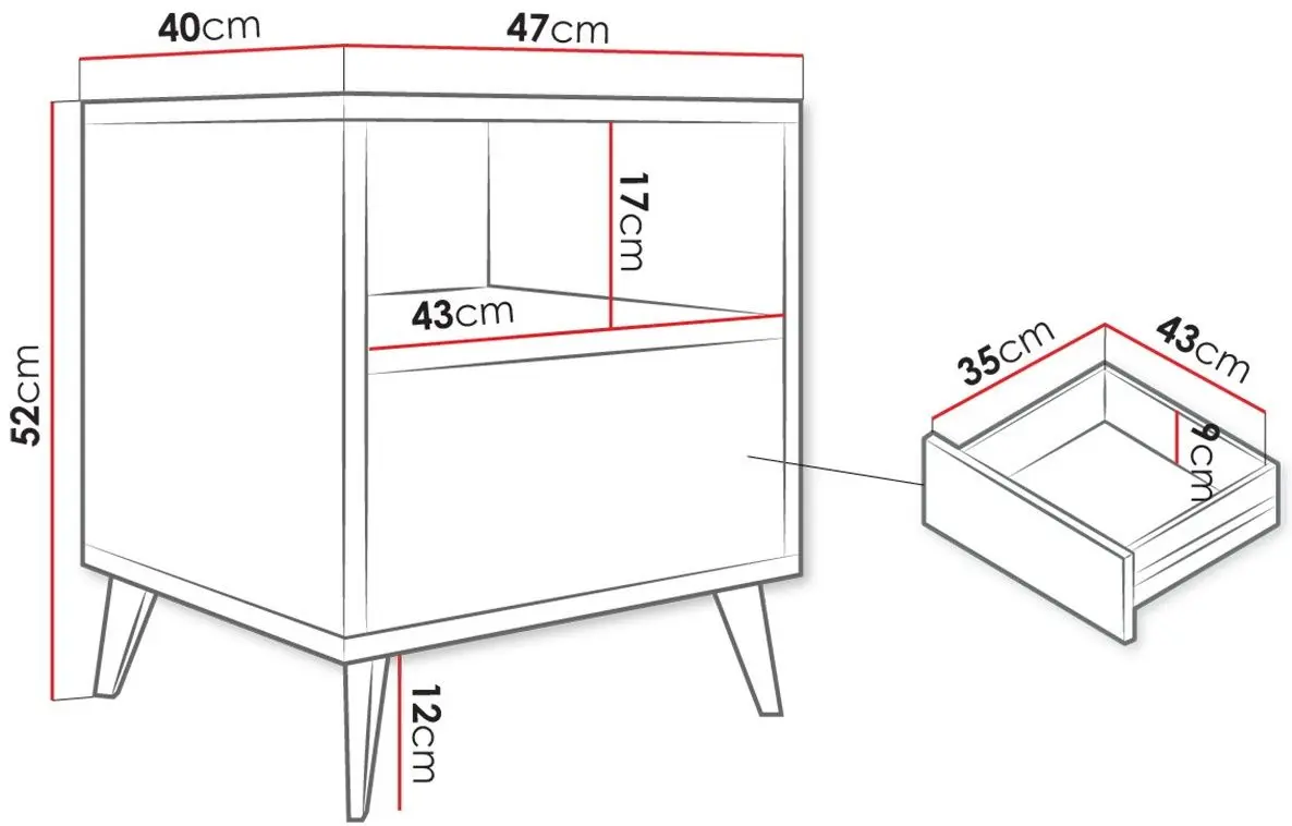 Тумба прикроватная Mirjan24 Oksawi 1SZ/Ovessi 1K (Black/Artisan Oak) - 2